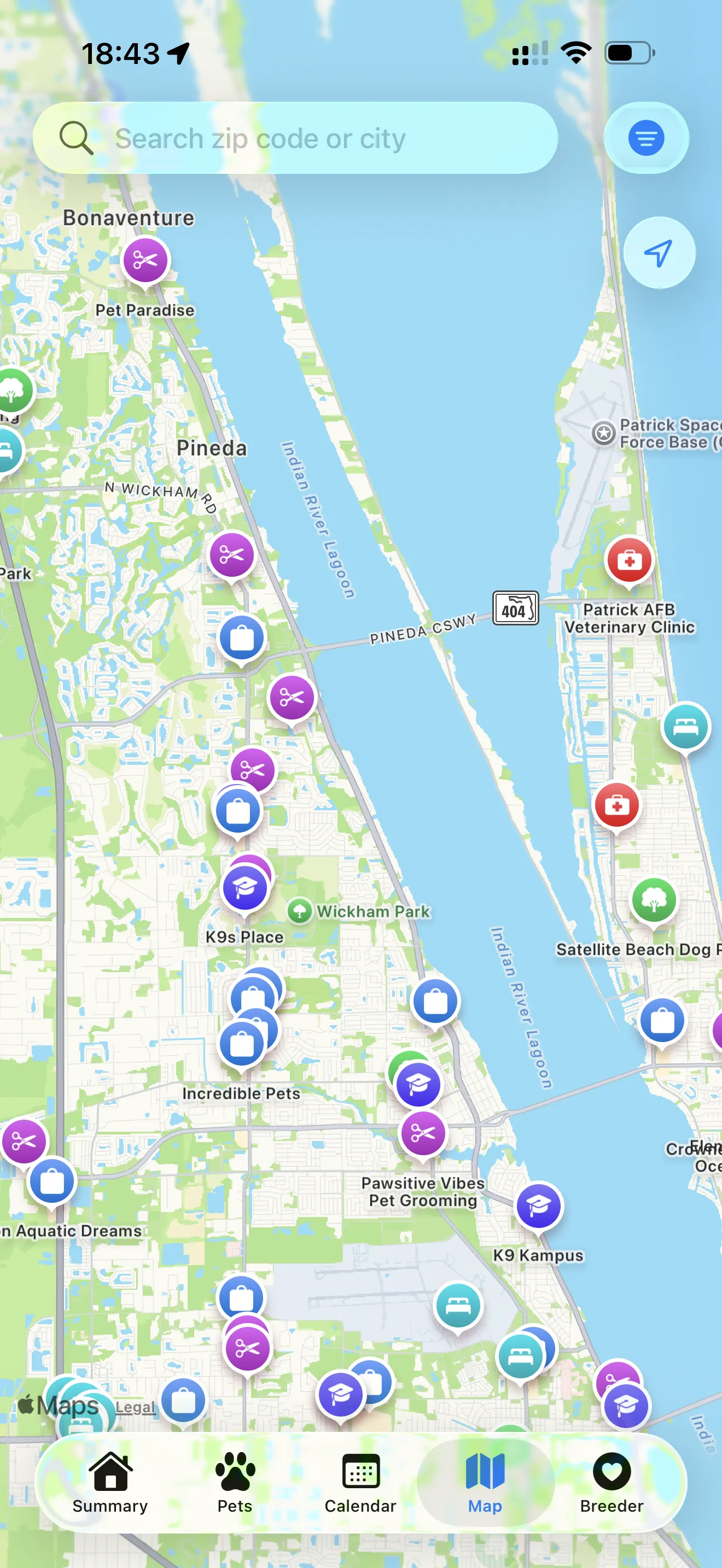 Karte mit Tierärzten in der Nähe